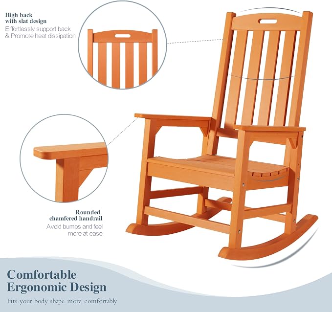 Psilvam Oversized Outdoor Rocking Chair, - Image 5