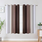 Brown and Greyish White Blackout Curtains 52Wx45L 2 Panels | Ombre Curtains - Image 2