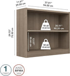 Bush Home Small 2 Shelf Bookcase, 2 Tier Bookshelf Storage Cabinet - Image 3