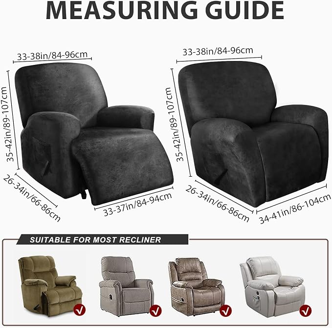 ANARACHON Leather Look Oversize Recliner Chair Covers, Thick 4 Pieces Recliner - Image 3
