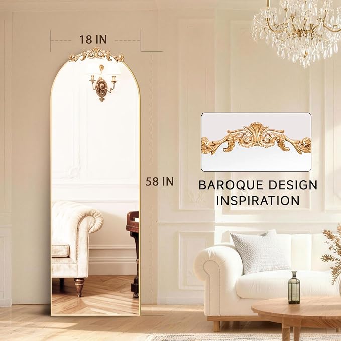 MISSDAY Vintage Baroque Full Length Mirror, Full Metal Frame Stand Up Retro - Image 2