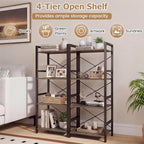 Tangkula 3-Tier Industrial Bookshelf, 16.5" Width Wooden Open Bookcase - Image 9
