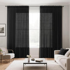 Linen Curtains 84 inches Long for Living Room Privacy Sheer Black Simple Modern - Image 7