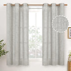 YoungsTex Light Grey Linen Semi Sheer Curtains 45 Inch Length 2 Panels | Short by YoungsTex