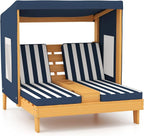 HONEY JOY Kids Chaise Lounge Chair Outdoor, Toddler Wood Double Pool Lounger by HONEYJOY