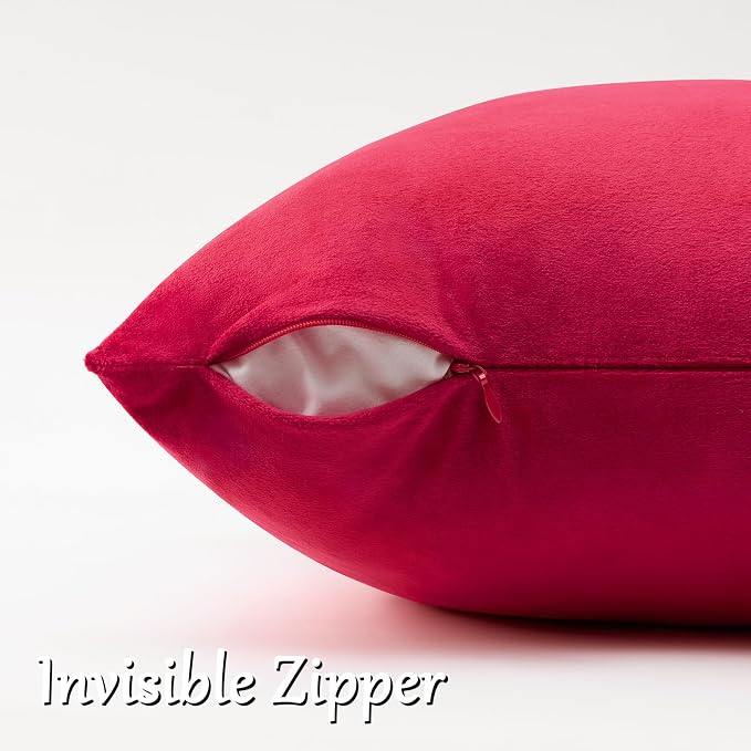 GIGIZAZA Red Velvet Pillow Covers 26x26 Decorative Pillows Pack of 2 | Throw - Image 4