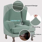 Turquoize Wingback Chair Covers 2 Piece Wing Chair Slipcover Stretch Slipcovers - Image 3