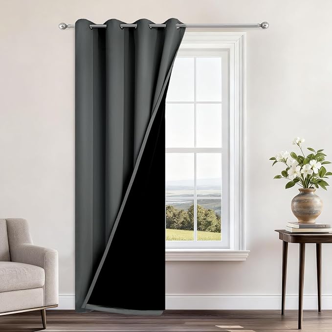Yakamok Dark Grey Blackout Curtains 84" Long by Yakamok