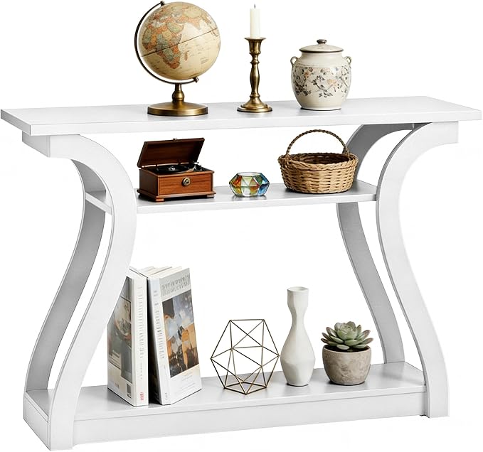 SUPER DEAL Wood Console Table for Entryway, 3 Tier Decorative Sofa Table by Superdeal