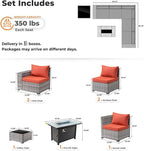 ovios 7 Pieces Patio Furniture Set, Outdoor Wicker Sectional Sofa - Image 8