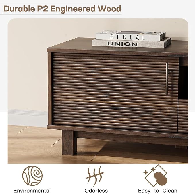 Marsail Mid Century Modern TV Stand up to 65 Inches, Fluted Entertainment Center - Image 6