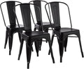 Amazon Basics Metal Dining Chairs, Indoor/Outdoor, Matte Black by AmazonBasics