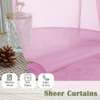 Light Pink Sheer Curtains 108 Inches Long 2 Pcs, Airy Light Filtering Rustic - Image 8