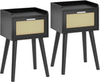 LAATOOREE Nightstand Set of 2, Small Black Bedside Table, End Table by LAATOOREE