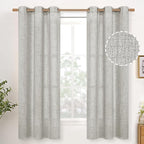 YoungsTex Light Grey Linen Semi Sheer Curtains 42X63 Inch Length 2 Panels | by YoungsTex