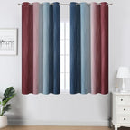 Navy Blue and Burgundy Red Ombre Blackout Curtains - Image 2