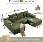 107" Comfy U-Shaped Sectional Modern Boneless Corduroy Couch - Image 2