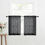 Furman Cafe Curtains 30 Inch Length 2 Panels Set, Elegant Geometric Jacquard by OWENIE