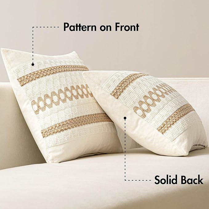 MIULEE Set of 2 Neutral Boho Decorative Pillow Covers 20x20 Inch | Farmhouse - Image 6