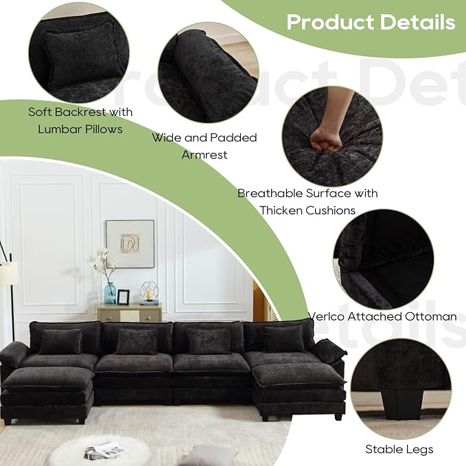 Oprisen 154" Modular Sectional Sofa, Comfy Cloud Couch Sectional Sofa - Image 6