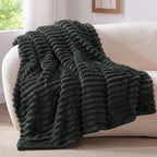 BEDELITE Striped Fleece Throw Blanket, Charcoal Grey, Soft Cozy, Lightweight - Image 8