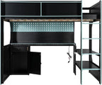 Modern Gaming Loft Bed with Built-in Desk, LED Lighting & Charging Hub – Full - Image 9