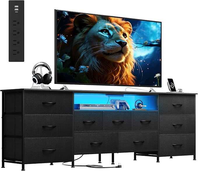 WLIVE 75.5" TV Stand for 65, 85 Inch TV, Dresser for Bedroom by WLIVE