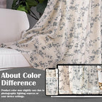 Black Vintage Floral Linen Curtains Farmhouse 50W X 63L 2 Panels | Elisa Series - Image 6