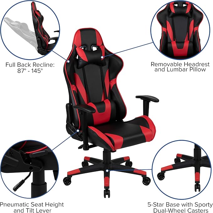 Flash Furniture X20 Fully Reclining LeatherSoft Racing Style Gaming Chair - Image 4