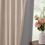 100% Blackout Curtains for Bedroom Oatmeal Linen Look Curtains 72 Inch Long | - Image 6