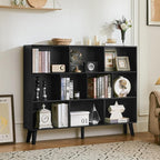 LEYAOYAO 10 Cube Bookshelf, 3 Tier Vintage 55" Wide Bookcase - Image 9