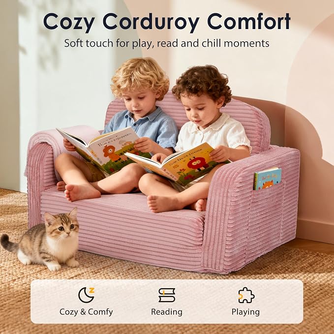 Foryoomi Extra Wide 2 in 1 Convertible Toddler Kids Couch - Image 3