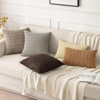 MIULEE Corduroy Decorative Throw Pillow Covers 20x20 Brown Pack of 2 | Soft - Image 3