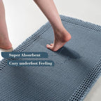 RESARE Waffle Bath Mat for Bathroom, Non Slip Bathroom Rugs 17"x24" Blue | - Image 3