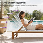PURPLE LEAF Patio Chaise Lounge French Outdoor Lounger 1 Piece Matte Teak Grain - Image 8