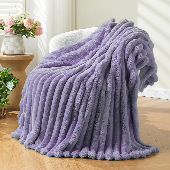 NEWCOSPLAY Fleece Ribbed Cozy Throw Blanket by NEWCOSPLAY