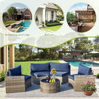 ECOTOUGE 7 Piece Outdoor Half Moon Furniture, Wicker Patio Sectional - Image 6