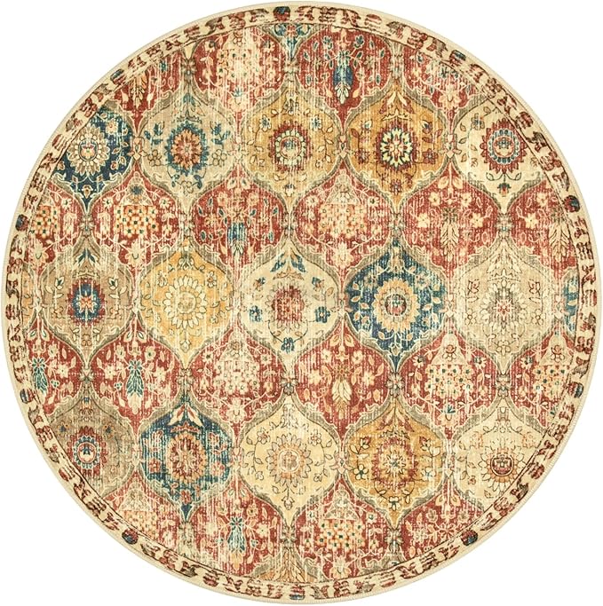 Lahome Moroccan Washable Round Area Rug, Soft Round Rugs 6ft Ultra-Thin | - Image 7