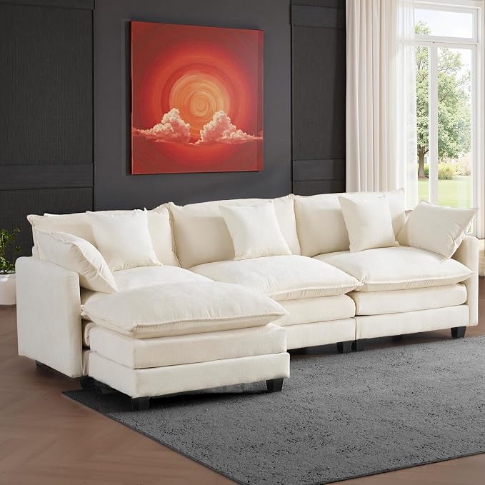 111.4" L-Shaped Cloud Chenille Sofa Sectional Couch by MUDANT