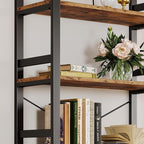 IRONCK Bookshelf, 31.5in Wide Shelf 6 Tier Bookcase, 110lbs/shelf Vintage - Image 4