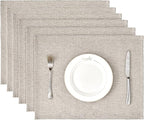 BALCONY & FALCON Placemats Set of 6 Faux Linen Cloth Place Mats Washable by BALCONYFALCON