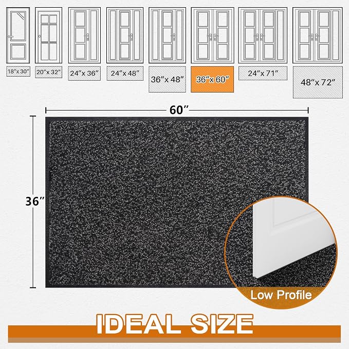 Super Absorbent Front Door Mat, Non-Slip Washable Indoor Doormats, Low Profile - Image 3