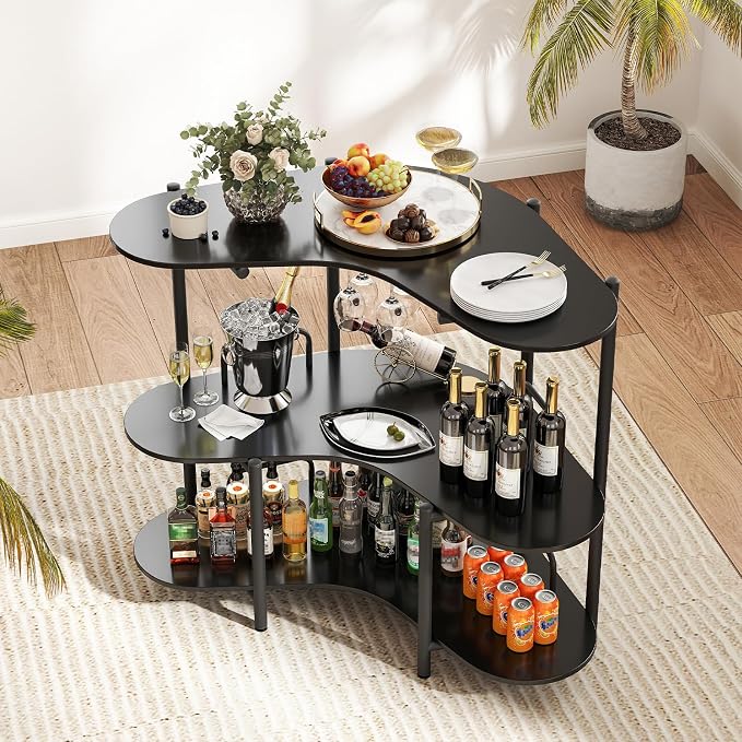 Giantex 3-Tier Bar Table, Corner Bar Cabinet, Liquor Home Bar Unit - Image 9