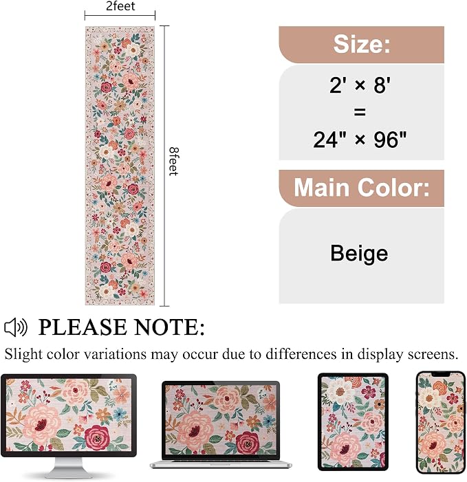 DUKINO 2x8 Runner Rug, Washable Runner Rug - Image 2
