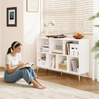7-Cube Storage Organizer with Natural Wood Legs, Mid-Century Modern Bookcase - Image 5