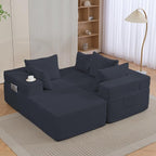 105'' Modular L-Shaped Boneless Sectional, Corduroy Deep Seat Cloud Sectional - Image 2