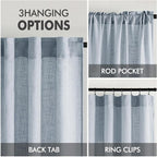 MIULEE Chambray Blue Linen Curtains 52x84 Inch Long - Image 3