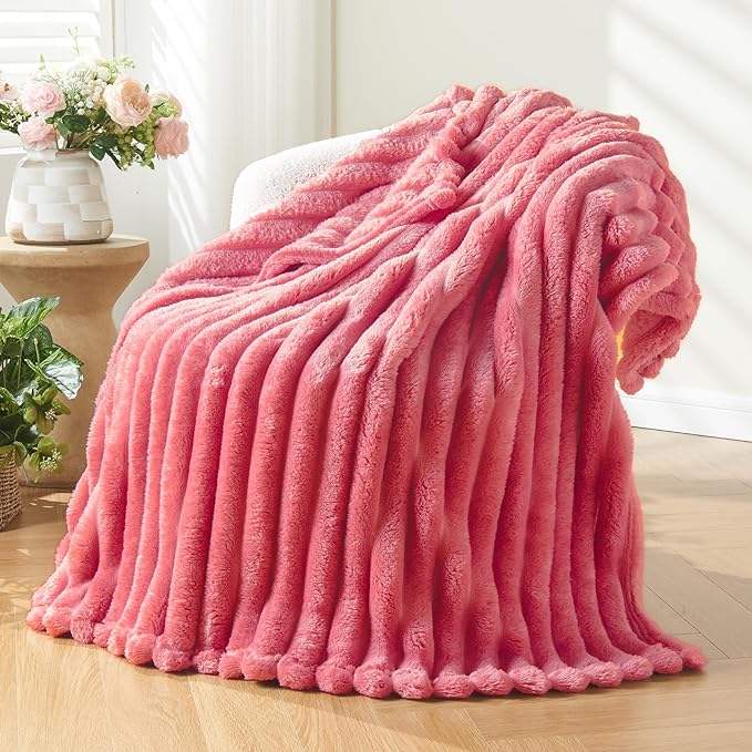 NEWCOSPLAY Fleece Ribbed Cozy Throw Blanket by NEWCOSPLAY