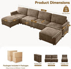 143.8" Modular U Shaped Sofa, Oversized Sectional Cloud Couch, 6 Seater Deep - Image 2