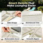 Outdoor Chaise Lounge Chair Cushion, Waterproof Non-Slip Patio Chaise Lounge - Image 5